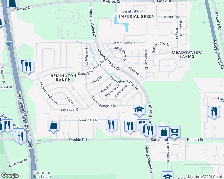 map of restaurants, bars, coffee shops, grocery stores, and more near 710 Remwick Drive in Houston