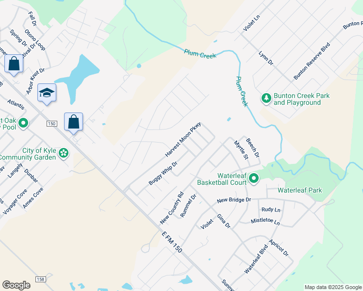 map of restaurants, bars, coffee shops, grocery stores, and more near 397 Buggy Whip Drive in Kyle