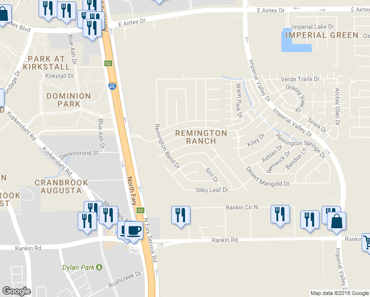 map of restaurants, bars, coffee shops, grocery stores, and more near 414 Remington Ridge Drive in Houston