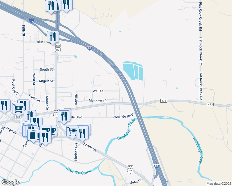 map of restaurants, bars, coffee shops, grocery stores, and more near 220 Wall Street in Comfort