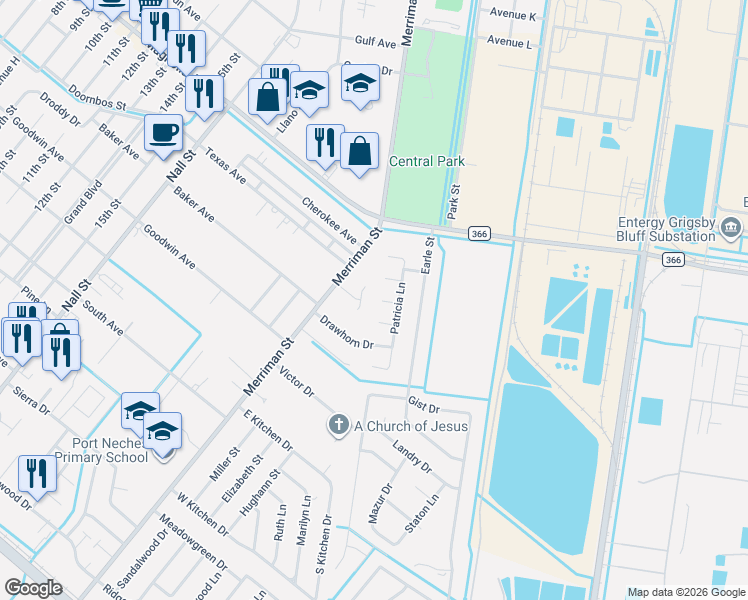 map of restaurants, bars, coffee shops, grocery stores, and more near in Port Neches