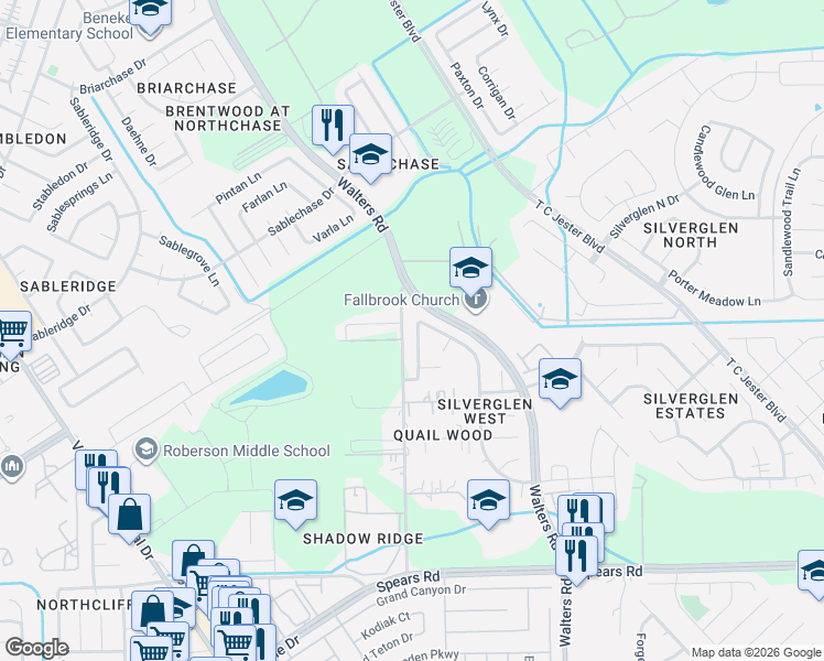 map of restaurants, bars, coffee shops, grocery stores, and more near 12723 Mardi Gras Drive in Houston