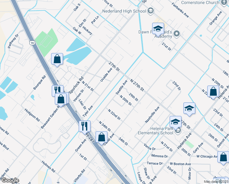 map of restaurants, bars, coffee shops, grocery stores, and more near 3004 Seattle Avenue in Nederland