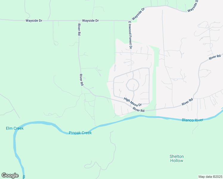map of restaurants, bars, coffee shops, grocery stores, and more near 1112 High Mesa Drive in Wimberley