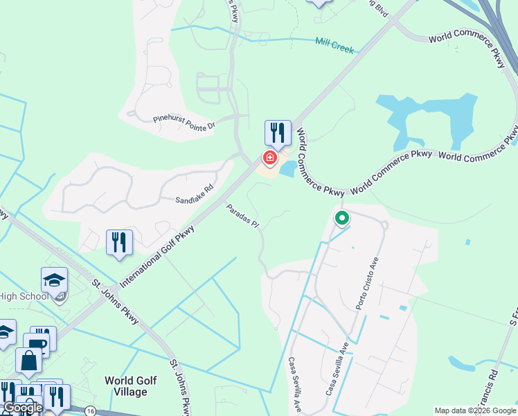 map of restaurants, bars, coffee shops, grocery stores, and more near 10 Adelanto Avenue in St. Augustine