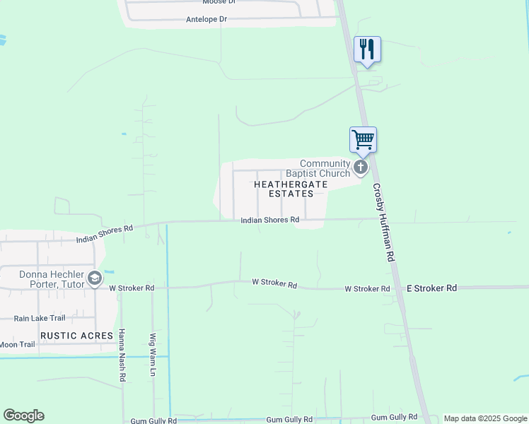 map of restaurants, bars, coffee shops, grocery stores, and more near 431 Indian Shores Road in Crosby