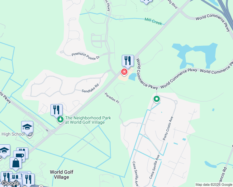 map of restaurants, bars, coffee shops, grocery stores, and more near Adelanto Avenue in St. Augustine