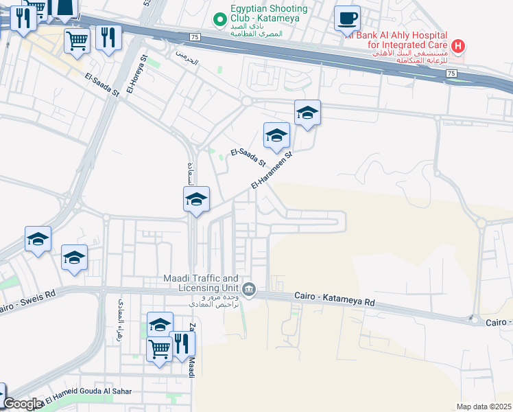 map of restaurants, bars, coffee shops, grocery stores, and more near 3057 El-Harameen St. in El Basatin