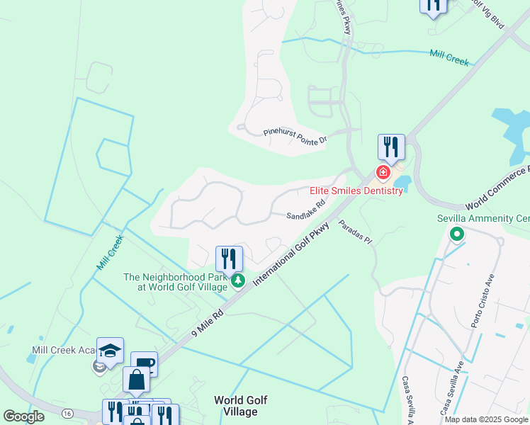 map of restaurants, bars, coffee shops, grocery stores, and more near 216 Edge of Woods Road in St. Augustine