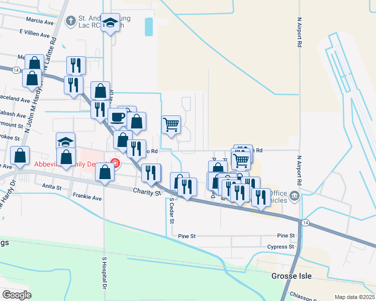 map of restaurants, bars, coffee shops, grocery stores, and more near 2803-2867 Par Road P-3-40 in Abbeville