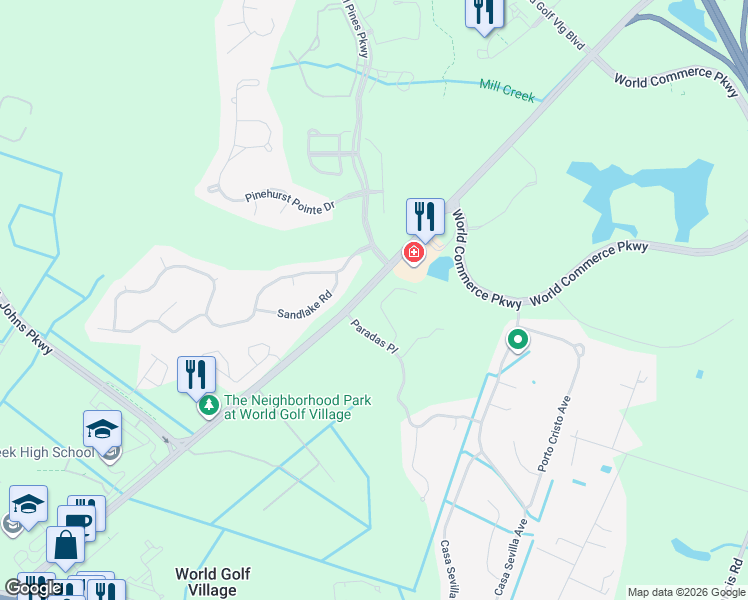 map of restaurants, bars, coffee shops, grocery stores, and more near 133 Adelanto Avenue in St. Augustine