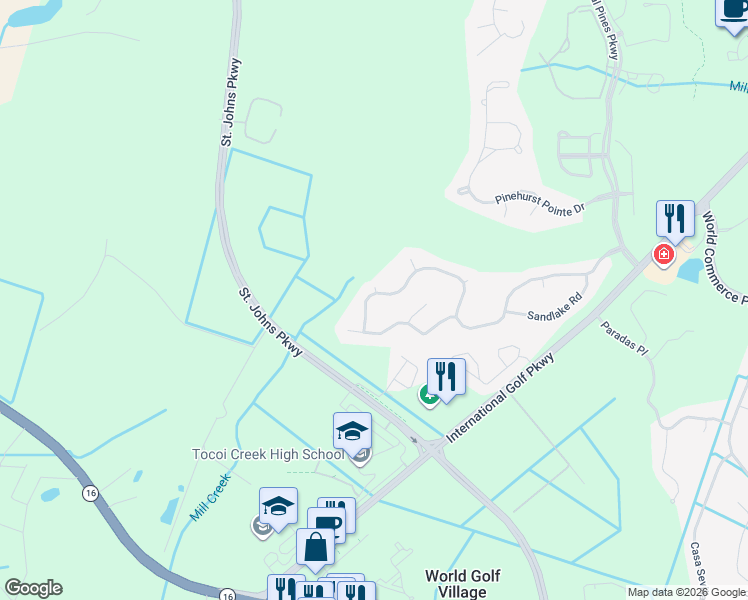 map of restaurants, bars, coffee shops, grocery stores, and more near 357 Edge of Woods Road in St. Augustine
