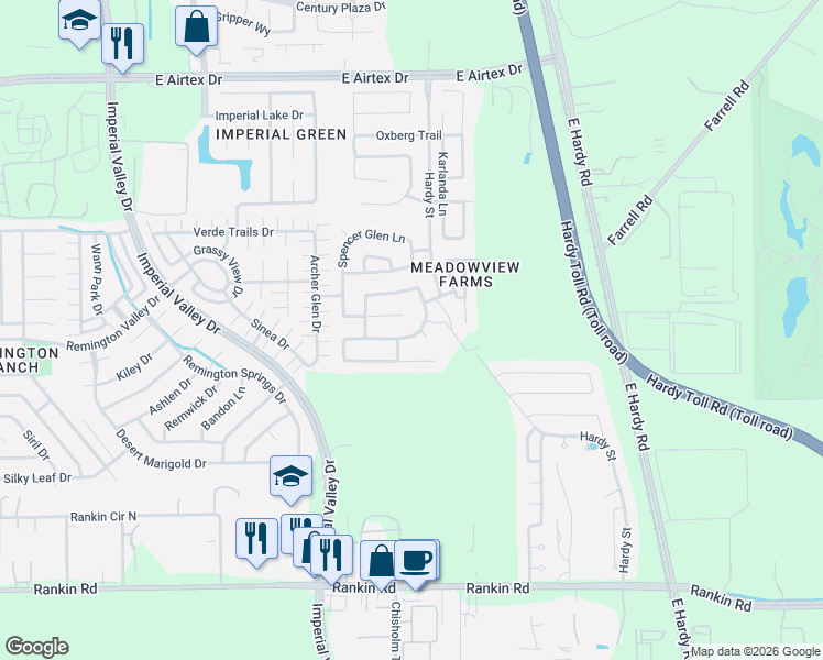 map of restaurants, bars, coffee shops, grocery stores, and more near 19403 Old Barngate Lane in Houston