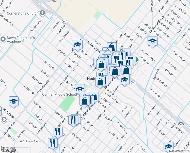 map of restaurants, bars, coffee shops, grocery stores, and more near in Nederland