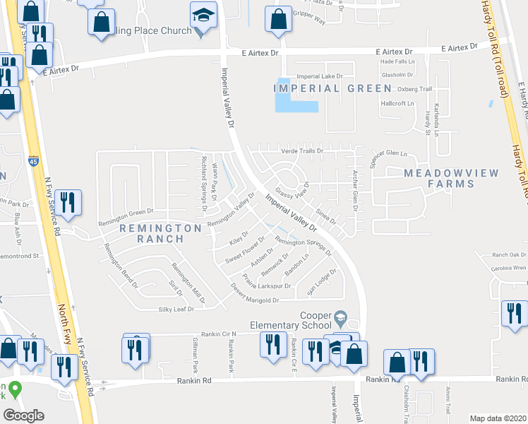 map of restaurants, bars, coffee shops, grocery stores, and more near 811 Kiley Drive in Houston