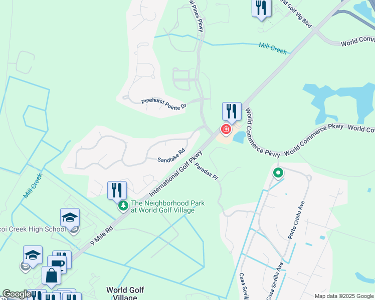 map of restaurants, bars, coffee shops, grocery stores, and more near 1113 Sandlake Road in St. Augustine