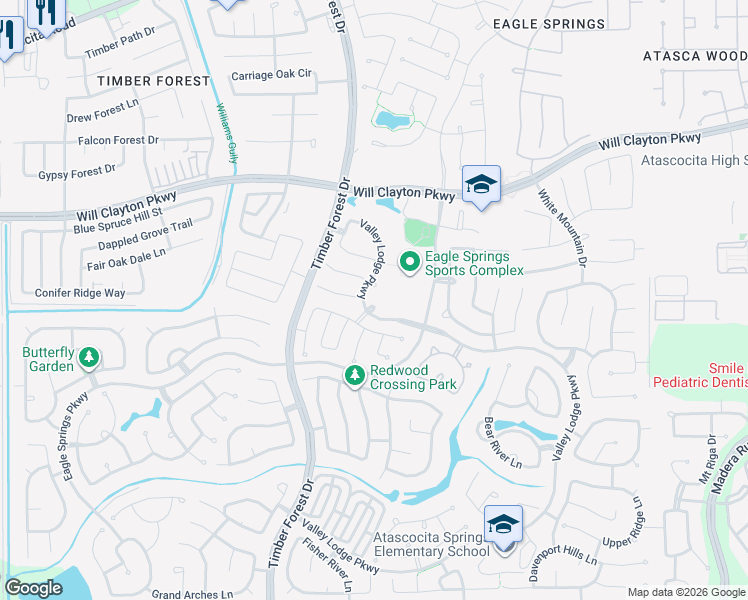 map of restaurants, bars, coffee shops, grocery stores, and more near 17707 Trail Mountain Court in Humble