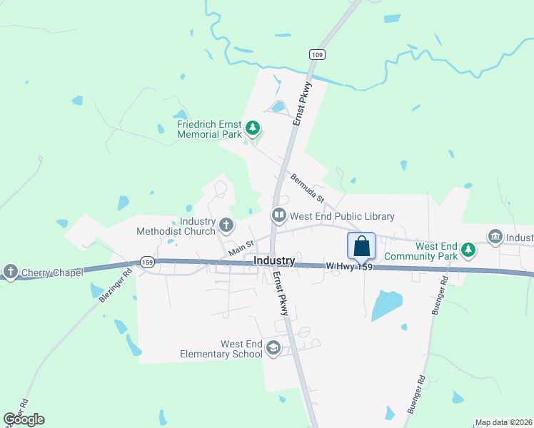 map of restaurants, bars, coffee shops, grocery stores, and more near 8081 Ernst Parkway in Industry