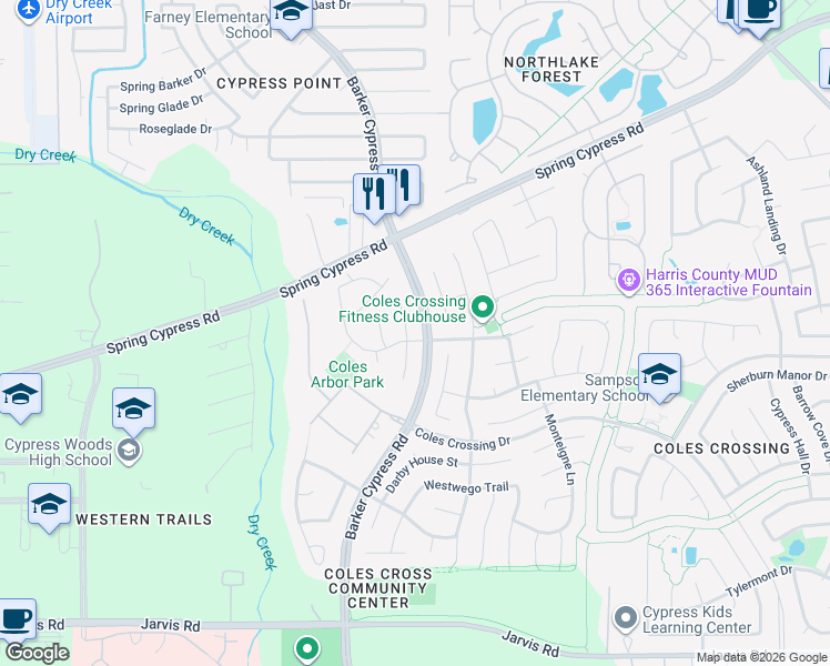 map of restaurants, bars, coffee shops, grocery stores, and more near 13723 Magnolia Manor Drive in Cypress