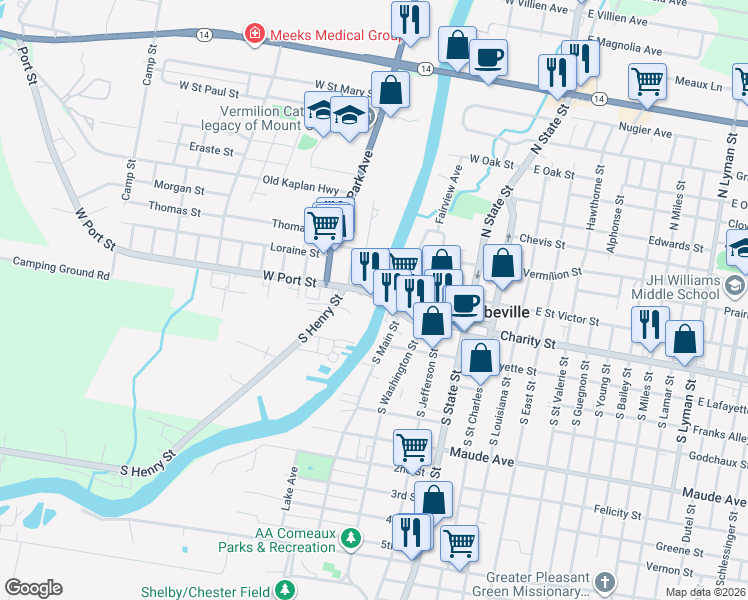 map of restaurants, bars, coffee shops, grocery stores, and more near in Abbeville