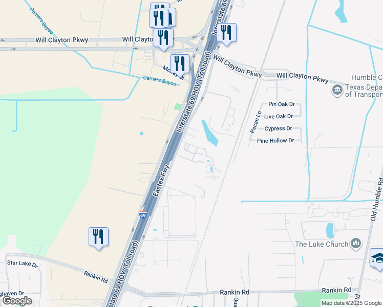 map of restaurants, bars, coffee shops, grocery stores, and more near 17750 U.S. 59 in Humble