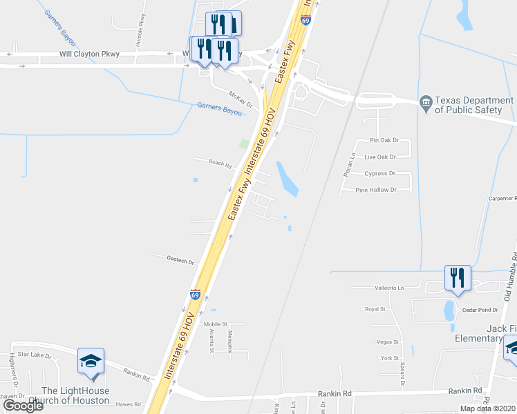 map of restaurants, bars, coffee shops, grocery stores, and more near 17750 U.S. 59 in Humble