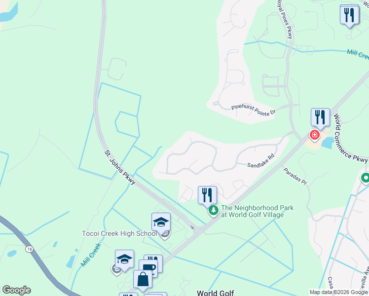 map of restaurants, bars, coffee shops, grocery stores, and more near 609 Fernwood Lane in St. Augustine