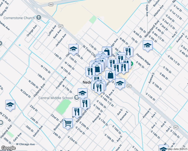 map of restaurants, bars, coffee shops, grocery stores, and more near 1204 Boston Avenue in Nederland