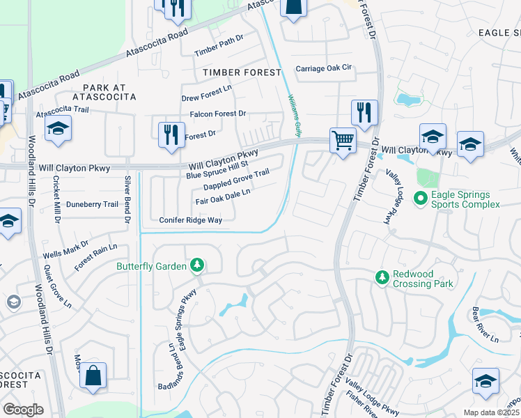 map of restaurants, bars, coffee shops, grocery stores, and more near 5046 Fair Oak Dale Lane in Humble