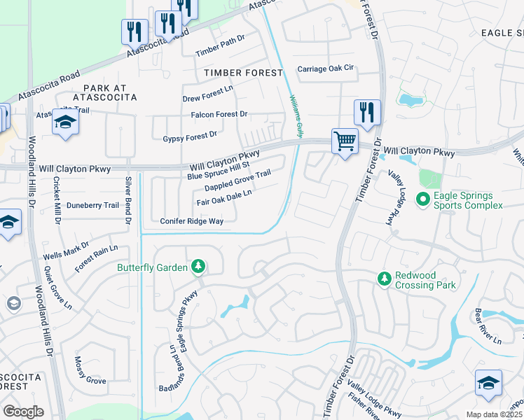 map of restaurants, bars, coffee shops, grocery stores, and more near 5046 Fair Oak Dale Lane in Humble