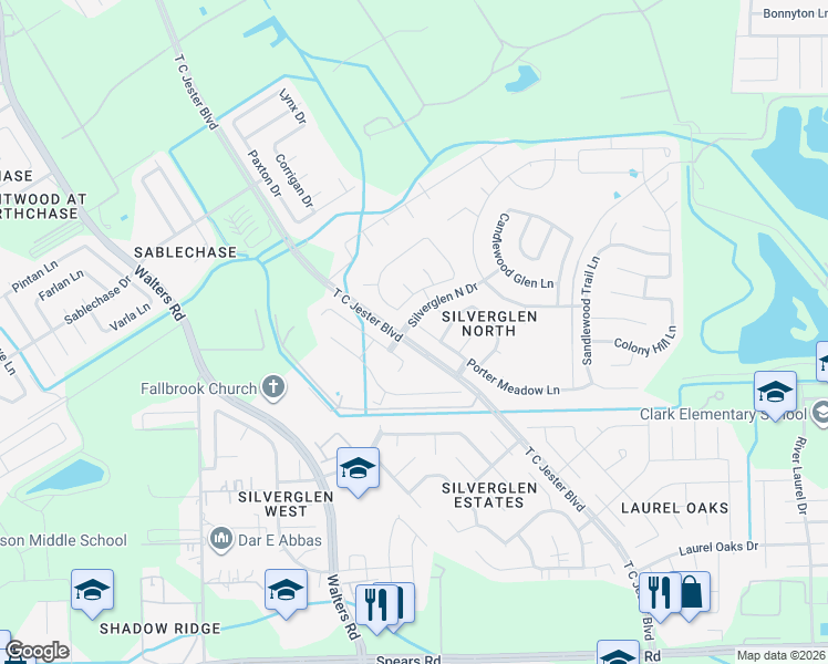 map of restaurants, bars, coffee shops, grocery stores, and more near 13123 Porter Meadow Lane in Houston