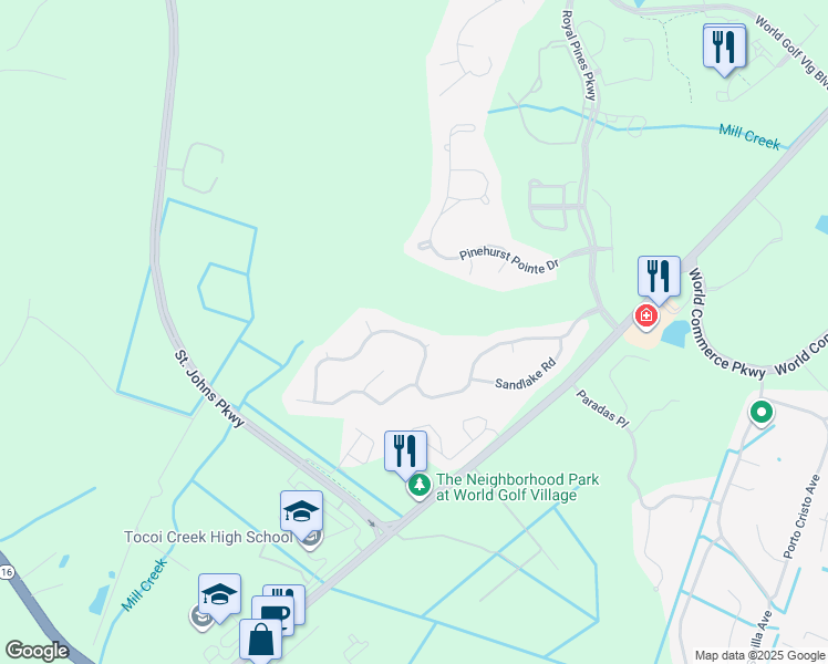 map of restaurants, bars, coffee shops, grocery stores, and more near 288 Edge of Woods Road in St. Augustine