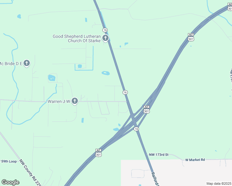 map of restaurants, bars, coffee shops, grocery stores, and more near 17843 Northwest 48th Avenue in Starke