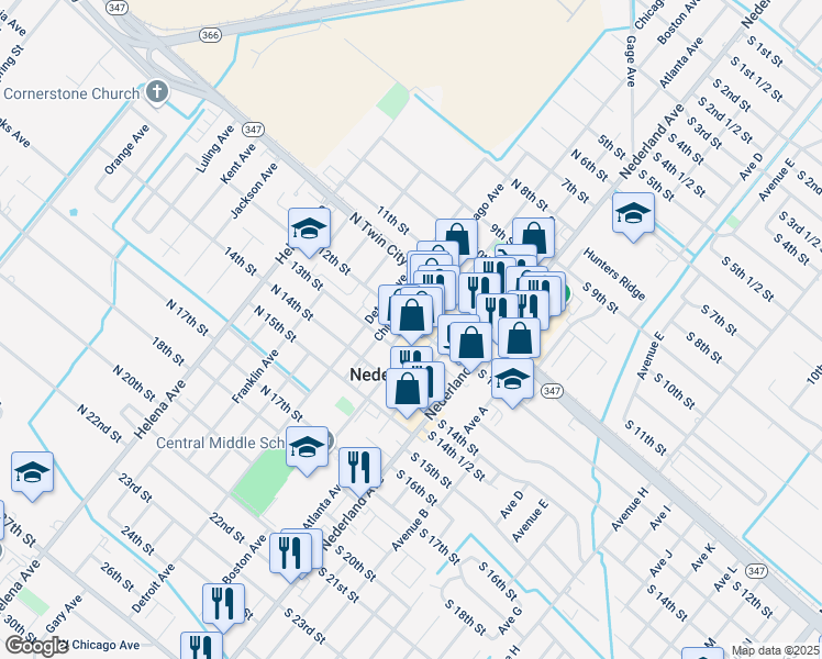 map of restaurants, bars, coffee shops, grocery stores, and more near 1204 Boston Avenue in Nederland