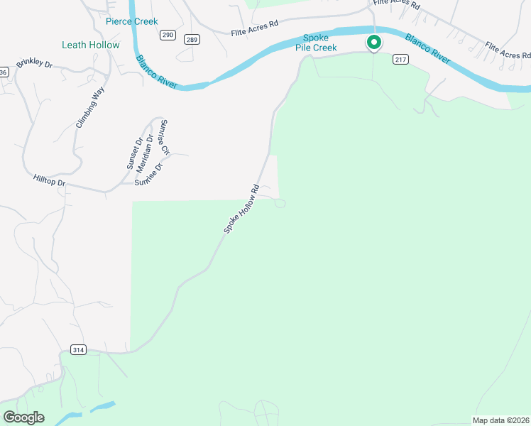 map of restaurants, bars, coffee shops, grocery stores, and more near 1500 Spoke Hollow Road in Wimberley