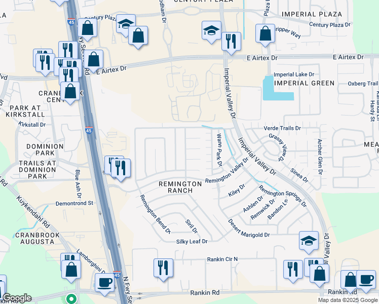 map of restaurants, bars, coffee shops, grocery stores, and more near 506 Remington Point Court in Houston