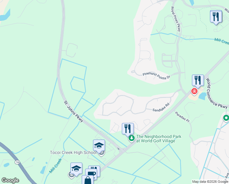 map of restaurants, bars, coffee shops, grocery stores, and more near 609 Fernwood Lane in St. Augustine