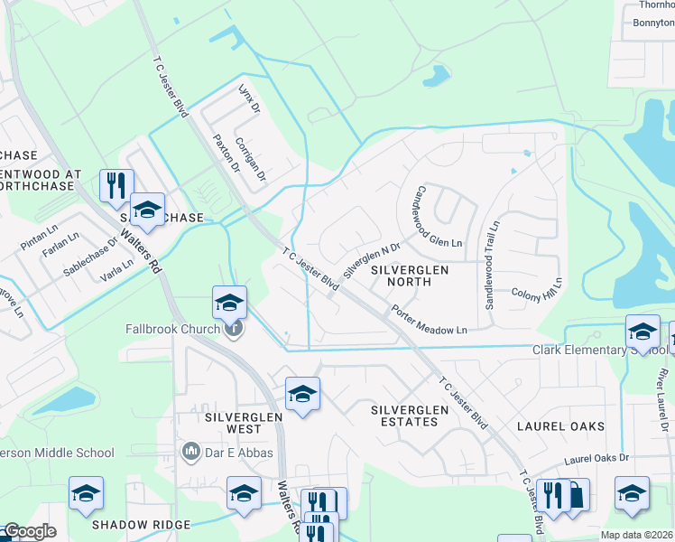 map of restaurants, bars, coffee shops, grocery stores, and more near 13123 Porter Meadow Lane in Houston