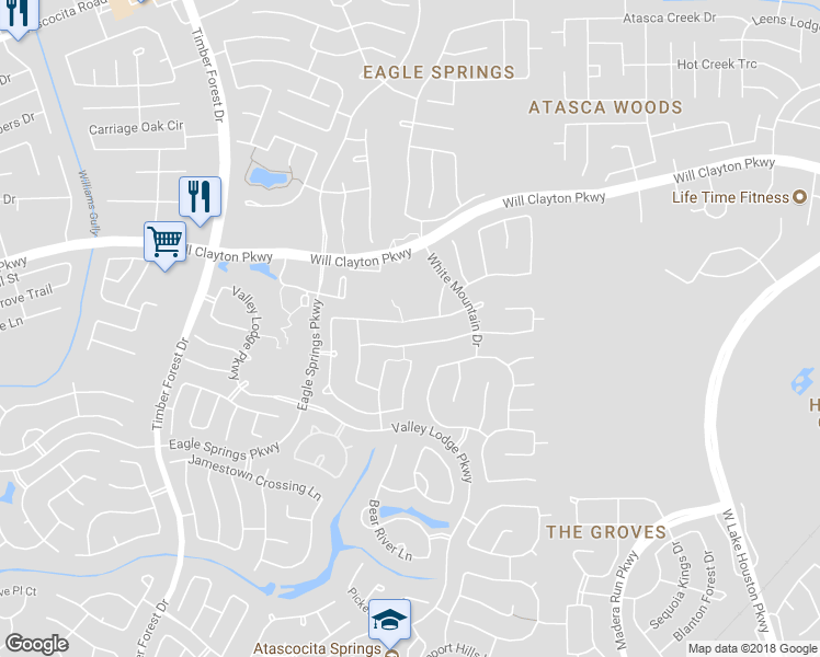 map of restaurants, bars, coffee shops, grocery stores, and more near 12702 Great Sand Drive in Humble
