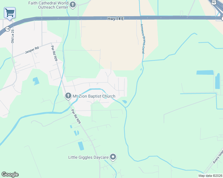 map of restaurants, bars, coffee shops, grocery stores, and more near 1145 Armenco Road in New Iberia