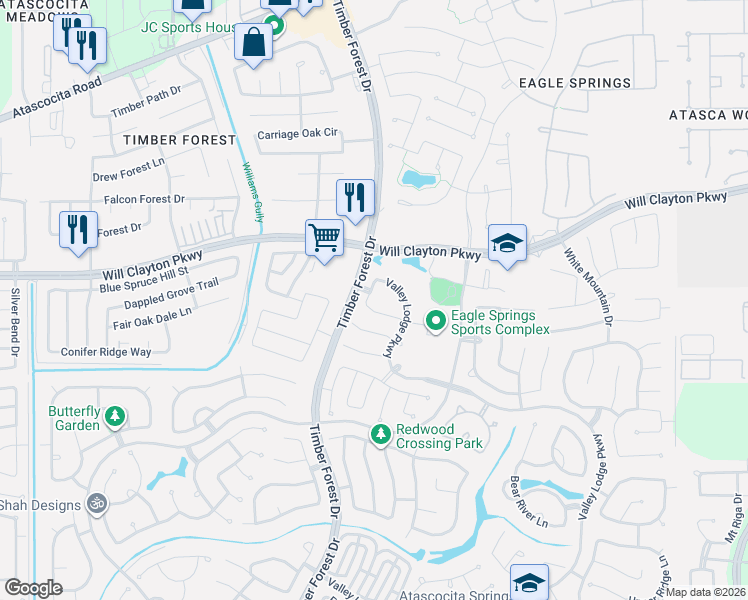map of restaurants, bars, coffee shops, grocery stores, and more near 17903 Arapaho Hill Lane in Humble