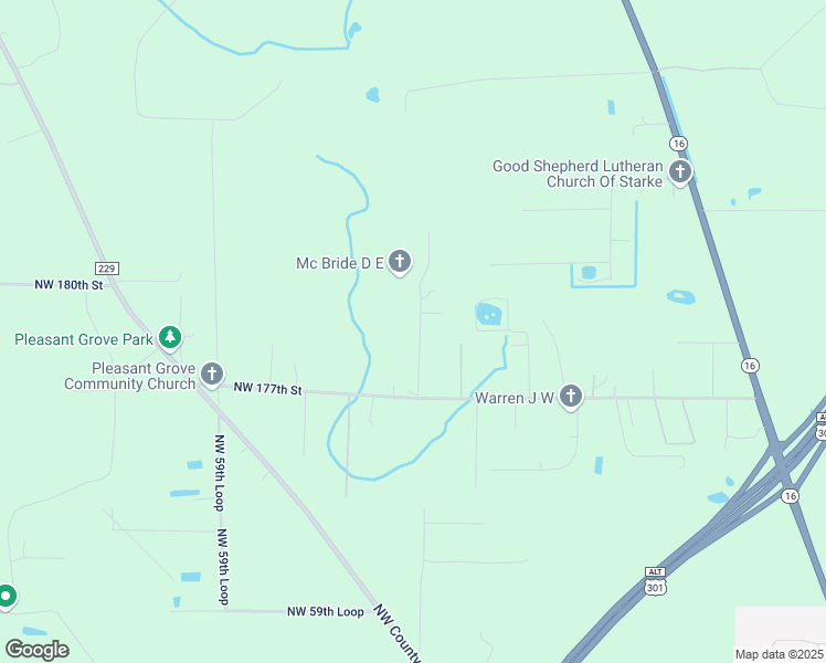 map of restaurants, bars, coffee shops, grocery stores, and more near 17896 Northwest 55th Lane in Starke