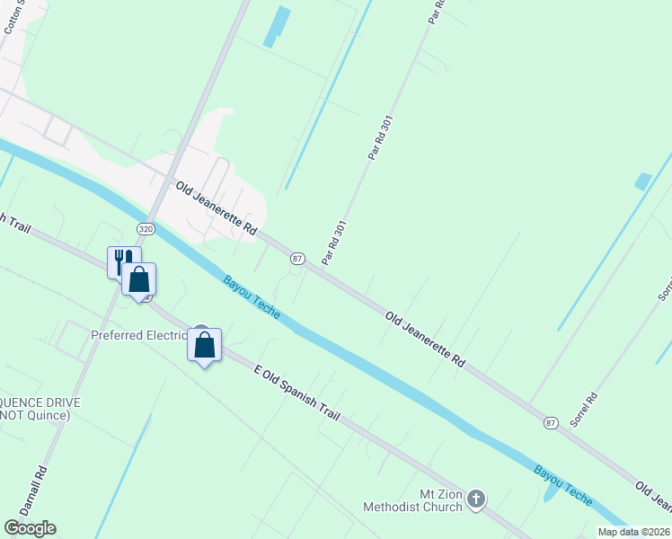 map of restaurants, bars, coffee shops, grocery stores, and more near 4803 Old Jeanerette Road in New Iberia