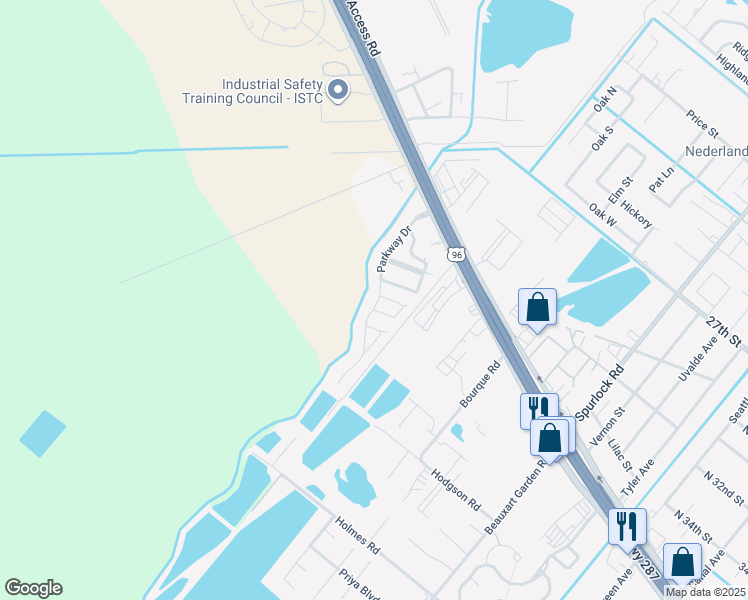map of restaurants, bars, coffee shops, grocery stores, and more near 3520 Parkway Drive in Nederland