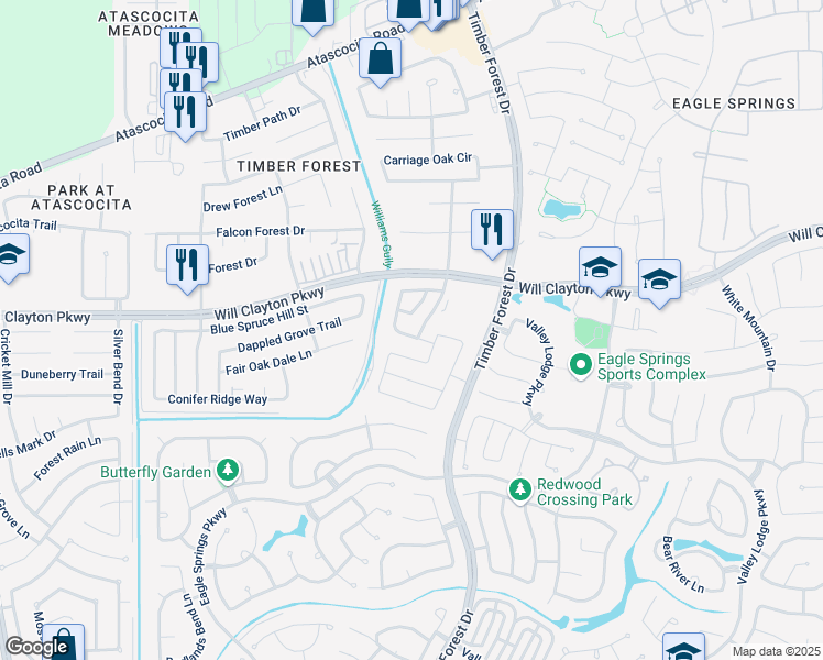 map of restaurants, bars, coffee shops, grocery stores, and more near 12214 Wisteria Dale Path in Humble