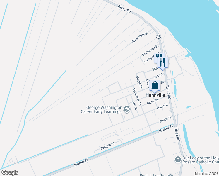 map of restaurants, bars, coffee shops, grocery stores, and more near 649 Aquarius Street in Hahnville