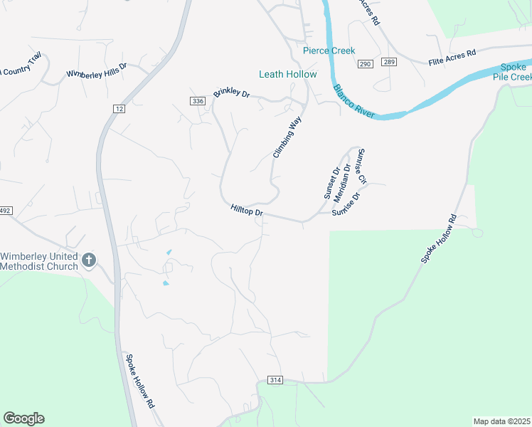 map of restaurants, bars, coffee shops, grocery stores, and more near 1992 Hilltop Drive in Wimberley