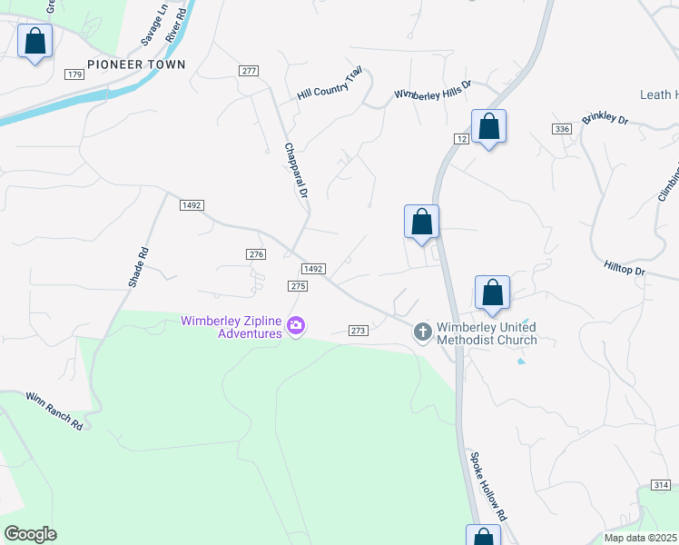 map of restaurants, bars, coffee shops, grocery stores, and more near 104B Cedar Hollow in Wimberley