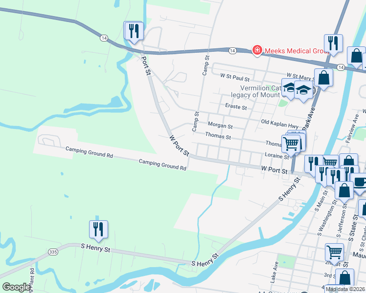 map of restaurants, bars, coffee shops, grocery stores, and more near 1700-1798 Port Street in Abbeville