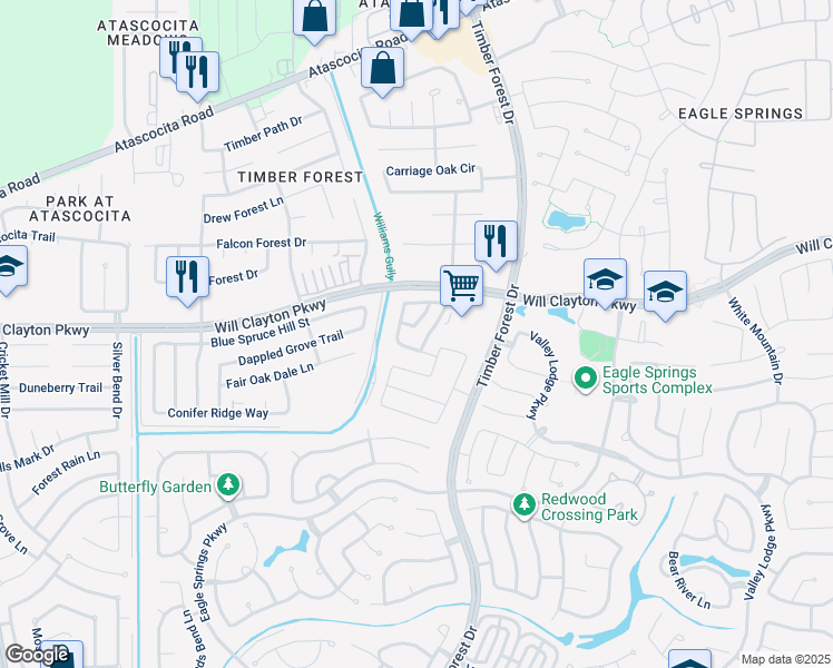map of restaurants, bars, coffee shops, grocery stores, and more near 12214 Wisteria Dale Path in Humble